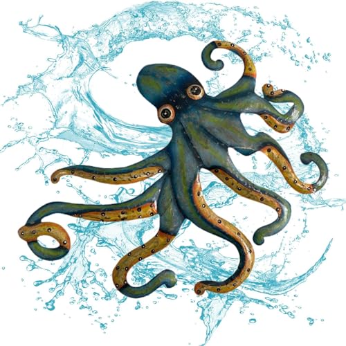 Tioheam Oktopus Metall-Kunst-Wand- | Tiefsee-Tintenfisch-Skulptur-Ornament | Niedliche Oktopus-Deko-Statue, rustikales, handgefertigtes Oktopus-Wandkunst- aus Metall, Geschenk für Vater Tioheam Oktopus Metall-Kunst-Wand- | Tiefsee-Tintenfisch-Skulptur-Ornament | Niedliche Oktopus-Deko-Statue, rustikales, handgefertigtes Oktopus-Wandkunst- aus Metall, Geschenk für Vater von Tioheam