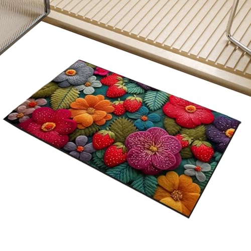 Tioheam Retro Teppich für Schlafzimmer | Dekorativer Teppich für den Eingang | 51x81 cm Rutschfester Weicher geeignet für Wohnzimmer Arbeitszimmer Balkon Gewerberaum Küche Eingangsbereich von Tioheam