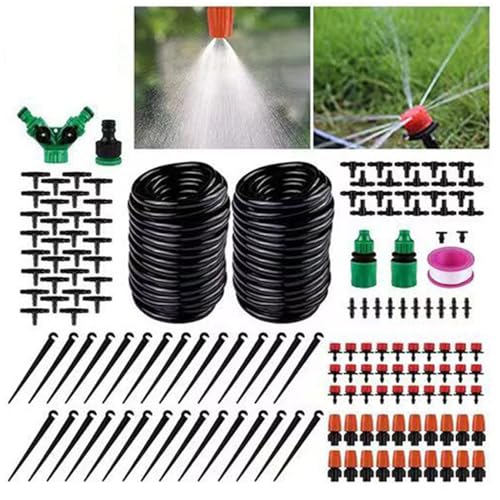 Tropfbewässerungssystem, Automatisches Gartensystem, 30m Automatisch 360 Grad Drehbar Gartenaccessoires Für Balkon Terrasse Garten Landschaftsbau Gemüsebeet Gewächshaus Blumen von Tioheam