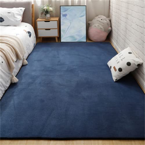 Teppich Wohnzimmer Extra Weicher Kurzflor Pflegeleicht Rugs Marineblau-1 Teppiche groß Waschbarer Anti-Rutsch für Wohnzimmer Schlafzimmer Kinderzimmer Wohnkultur (70x140cm) von Tiojion