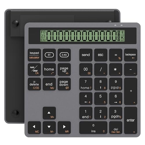 Ziffernblock Bluetooth & 2.4G Dual-Mode Nummernblock mit Taschenrechner - Kabellos Numpad mit 34 Tasten und Mehreren Tastaturkürzeln mit Energiesparmodus - Ergonomisch für MacBook Laptop PC Pad Handy von Tioleje
