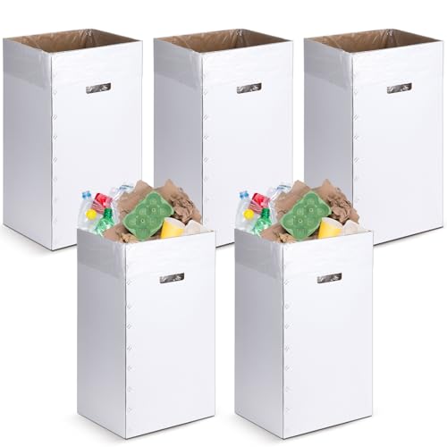 Tioncy 5 Stück Einweg-Mülleimer aus Wellpappe, Einweg-Mülleimer, wiederverwendbar, Recyclingbehälter, Großpackung mit 10 Müllsäcken, weiße Müllboxen für Partys und Veranstaltungen (13 Gallonen) Tioncy 5 Stück Einweg-Mülleimer aus Wellpappe, Einweg-Mülleimer, wiederverwendbar, Recyclingbehälter, Großpackung mit 10 Müllsäcken, weiße Müllboxen für Partys und Veranstaltungen (13 Gallonen) von Tioncy