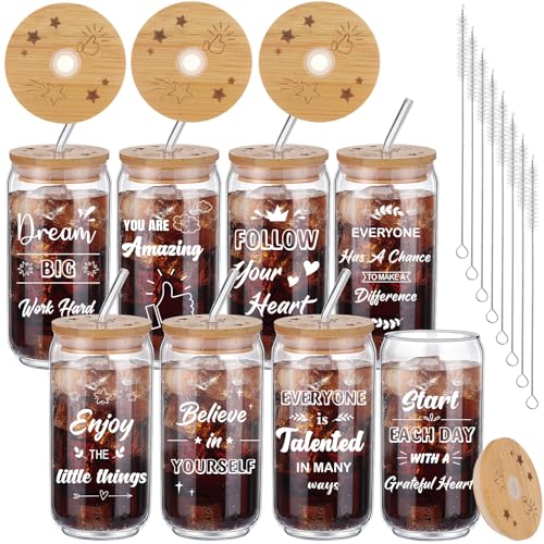 Tioncy 8 Stück Mitarbeiter-Wertschätzungsgeschenke, 473 ml, inspirierende Dankeschön-Geschenke, Dosenförmige Bierglasbecher mit Bambusdeckel, Strohhalme, Bürsten für Team, Kollegen, Frauen, Männer Tioncy 8 Stück Mitarbeiter-Wertschätzungsgeschenke, 473 ml, inspirierende Dankeschön-Geschenke, Dosenförmige Bierglasbecher mit Bambusdeckel, Strohhalme, Bürsten für Team, Kollegen, Frauen, Männer von Tioncy