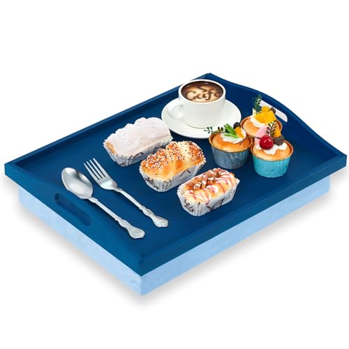 Tioncy 1 x Bambus-Knietablett mit abnehmbarem Kissen, 42 x 33 cm, mit Griffen, für Erwachsene, zum Essen in der Liege, Frühstück, Einweihungsgeschenk, Blau Tioncy 1 x Bambus-Knietablett mit abnehmbarem Kissen, 42 x 33 cm, mit Griffen, für Erwachsene, zum Essen in der Liege, Frühstück, Einweihungsgeschenk, Blau von Tioncy