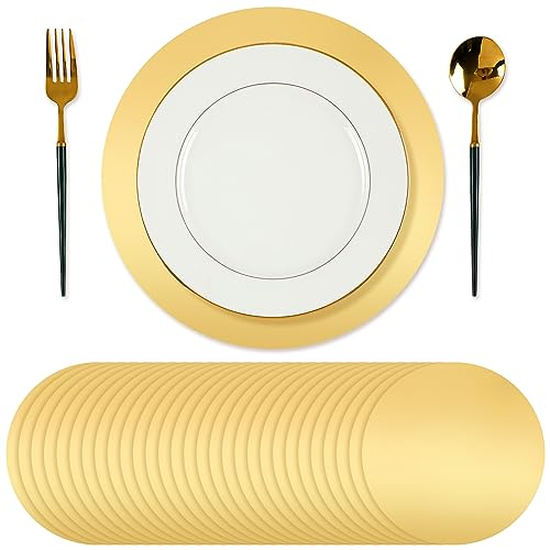 Tioncy Runde Papier-Tischsets, dekorative Einweg-Tischsets, Tischmatten für Esszimmer, Hochzeit, Tischdekoration, Zuhause, Bankett, Neujahr, festliche Party, Geburtstag, Urlaub (Gold, 100) von Tioncy