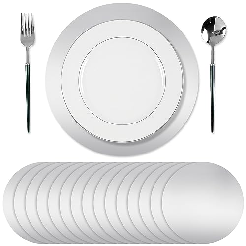 Tioncy Runde Papier-Tischsets, dekorative Einweg-Tischsets, Tischmatten für Esszimmer, Hochzeit, Tischdekoration, Zuhause, Bankett, Neujahr, festliche Party, Geburtstag, Urlaub (Silber, 50) von Tioncy