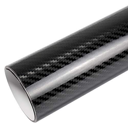 TipTopCarbon 16,45€/m² 5D Carbon Folie Super Glanz Autofolie schwarz Hochglanz BLASENFREI 1m x 1,52m mit Luftkanäle von TipTopCarbon