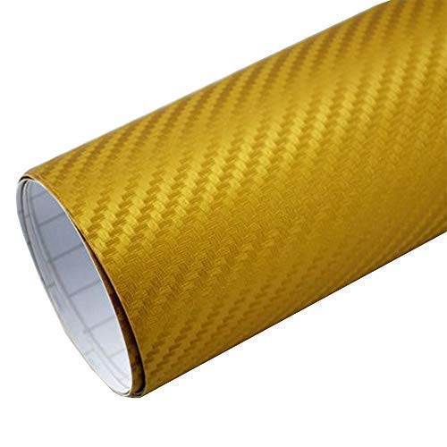 TipTopCarbon 8,55€/m² Autofolie 3D Carbon Gold 152cm breit BLASENFREI mit Luftkanäle 3D Flex Selbstklebende Folie Auto folierung von TipTopCarbon