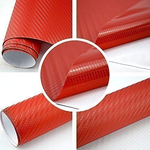 TipTopCarbon 8,55€/m² Autofolie 3D Carbon Rot 152cm breit BLASENFREI mit Luftkanäle 3D Flex Selbstklebende Folie Auto folierung von TipTopCarbon