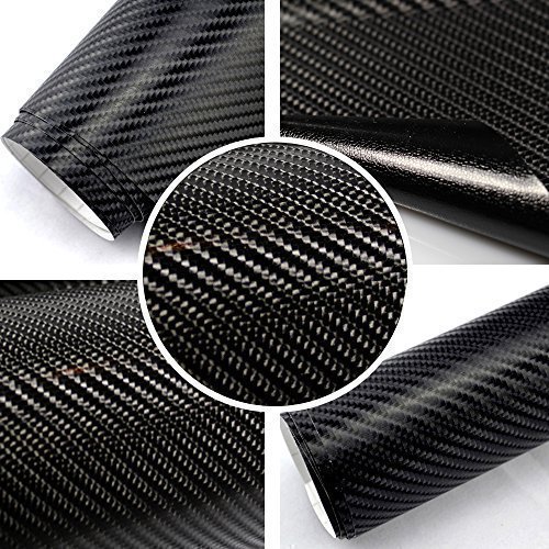 TipTopCarbon 8,55€/m² Autofolie 4D Carbon Schwarz 152cm breit BLASENFREI mit Luftkanäle 3D Flex Selbstklebende Folie Auto folierung von TipTopCarbon