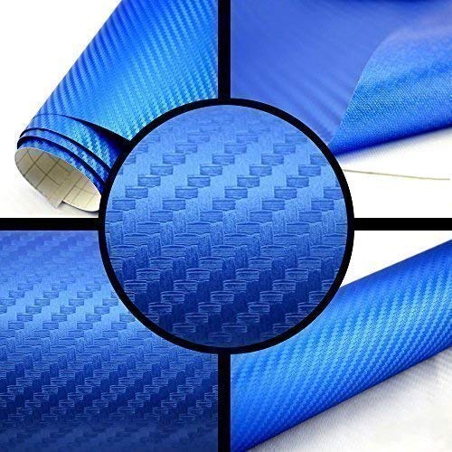 TipTopCarbon 6,57€/m² 3D Carbon Folie blau BLASENFREI 1m x 1,52m mit Luftkanäle Autofolie selbstklebend von TipTopCarbon