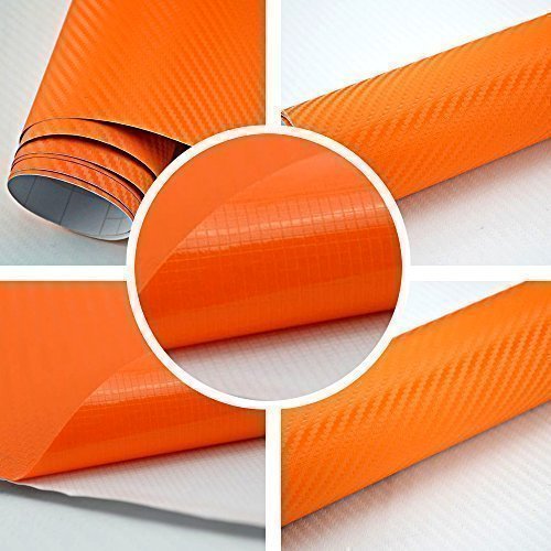 TipTopCarbon 6,57€/m² 3D Carbon Folie orange BLASENFREI 1m x 1,52m mit Luftkanäle Autofolie selbstklebend von TipTopCarbon