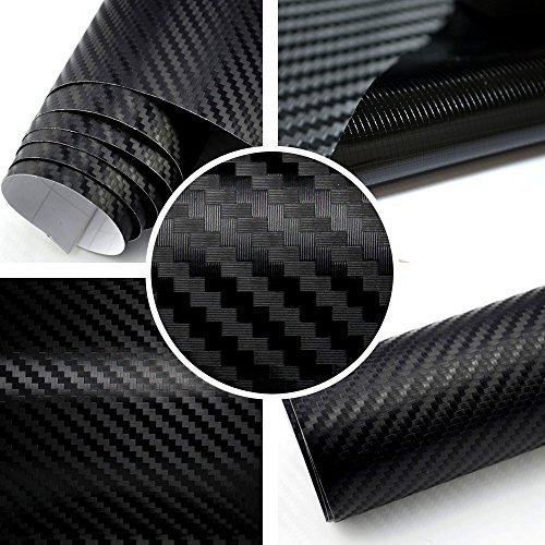 TipTopCarbon 6,57€/m² 3D Carbon Folie schwarz BLASENFREI 3m x 1,52m mit Luftkanäle Autofolie selbstklebend von TipTopCarbon