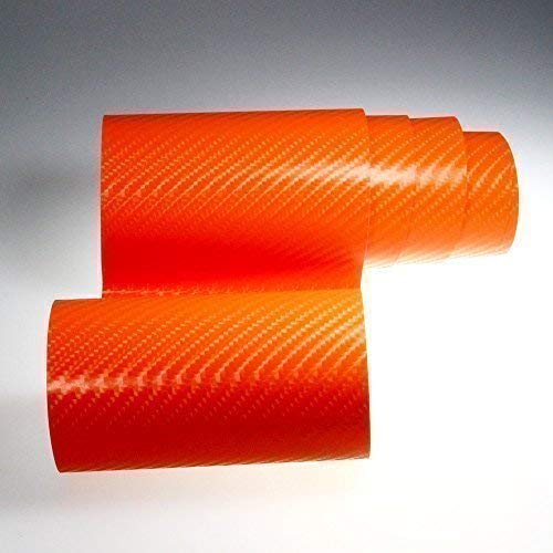 TipTopCarbon 6,57€/m² 4D Carbon Folie orange BLASENFREI 1m x 1,52m mit Luftkanäle Autofolie selbstklebend von TipTopCarbon