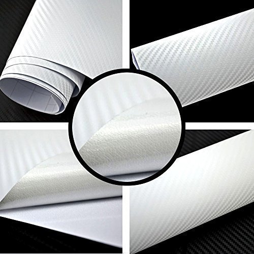 TipTopCarbon 6,58€/m² 3D Carbon Folie weiß BLASENFREI 0,3m x 1,52m mit Luftkanäle Autofolie selbstklebend von TipTopCarbon