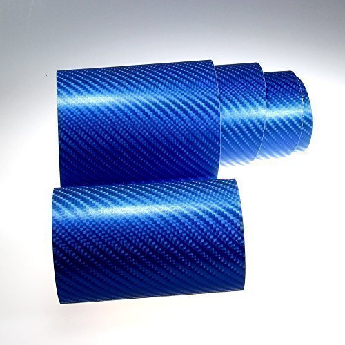 TipTopCarbon 6,58€/m² 4D Carbon Folie blau BLASENFREI 0,3m x 1,52m mit Luftkanäle Autofolie selbstklebend von TipTopCarbon