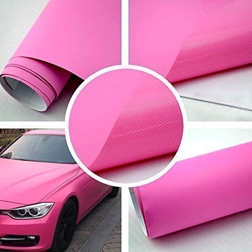 TipTopCarbon 6,58€/m² Autofolie Matt Pink 0,3m x 1,52m Auto Folie selbstklebend mit Luftkanälen 3D Flex von TipTopCarbon