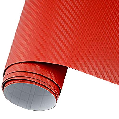 TipTopCarbon 6,58€/m² 3D Carbon Folie rot BLASENFREI 0,3m x 1,52m mit Luftkanäle Autofolie selbstklebend von TipTopCarbon