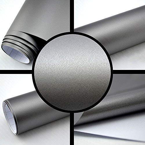 TipTopCarbon 6,58€/m² Autofolie Matt Silber-Grau 0,5m x 1,52m Auto Folie BLASENFREI mit Luftkanälen 3D Flex von TipTopCarbon