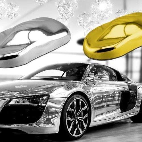 TipTopCarbon 7,89€/m² Chrom Autofolie Silber 0,5m x 1,52m Auto Folie BLASENFREI mit Luftkanälen 3D Flex von TipTopCarbon
