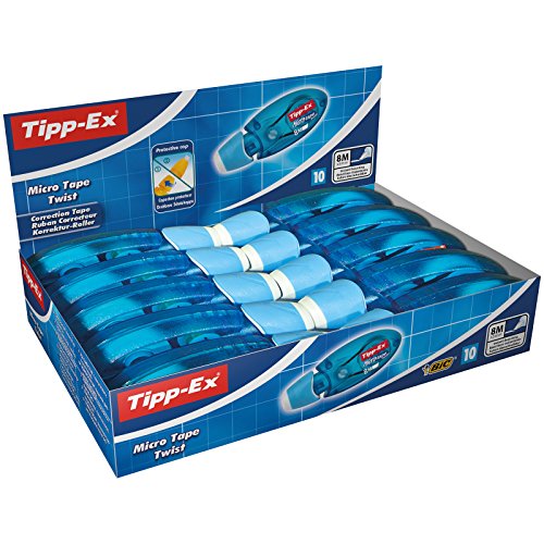 Tipp-Ex Korrekturroller Micro Tape Twist mit Schutzkappe, 8m x 5mm, 10er Pack, Ideal für das Büro, das Home Office oder die Schule von BIC