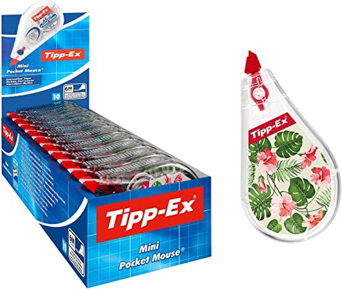 Tipp-Ex Korrekturroller Mini Pocket Mouse, 6m x 5mm, 10er Pack, Bedrucktes Design, Ideal für das Büro, das Home Office oder die Schule von Tipp-Ex