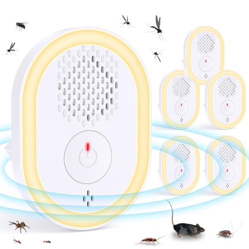 Mückenlampe, Insektenvernichter Elektrischer, 6 Stück Mückenschutz UV Mosquito Killer Ultraschall Schädlingsbekämpfer, Ultraschall für Mäuse Pest Control Repeller für Mücken,Kakerlaken,Motte,Ratten von Tiptop Home