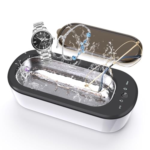 Ultraschallreiniger mit 4 Zeiteinstellungen, Ultraschallgerät 300ml, 45000 HZ Ultraschallreinigungsgerät für Brillen Zahnersatz Uhren Schmuck Schnuller von Tiptop Home