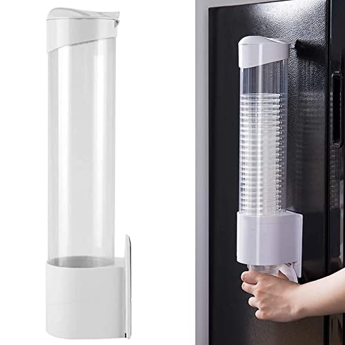 Tirifer Becherspender Wandmontierter Kunststoff-Wasserspender Einweg-Becherhalter Rack, Paste oder Schraubplatte montierbar für Pappbecher Halloween Partyzubehör, 7,5 cm 40–50 Tassen (Weiß, M) von Tirifer