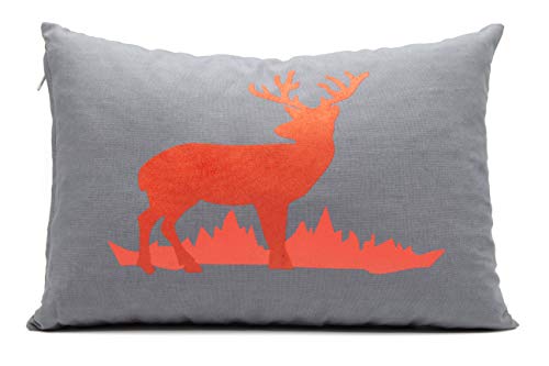 Tiroler Zirbenkissen 30x20 cm Hirsch hellrot - handgemachter Polster aus hochwertigen Zirben von Tiroler Zirbenkissen