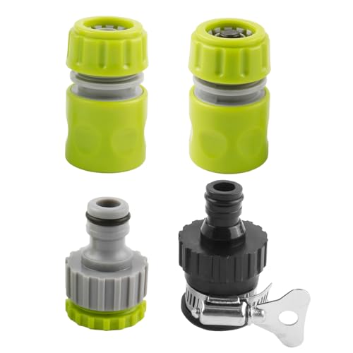 4 Stück Wasserhahn Anschluss Kit, 1/2 Zoll 3/4 Zoll 2-in-1 Garten Hahnverbinder Universal Adapter 14-24 mm Gartenschlauch Verbindungen Extender Wasserhahnanschluss Schlauchanschluss von Tiryns