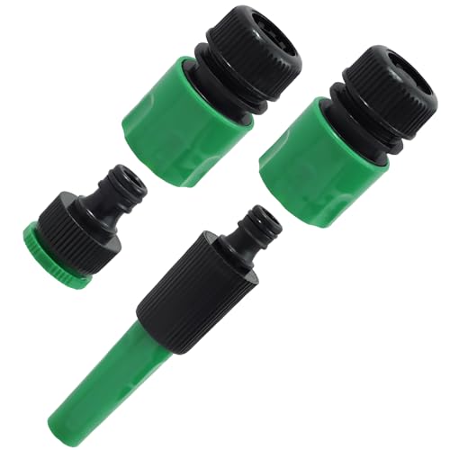 4 Stück Gartenspritze Set, 1/2" 3/4" 2-in-1 Garten Hahnverbinder Wasserhahn Anschluss Bewässerungs Gartenschlauch Verbindungen Sprinklerset mit Sprühdüse von Tiryns