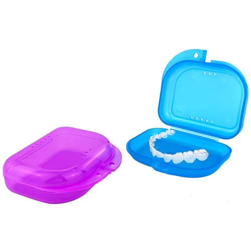 Tiryns 2 Stück Zahnspangendose, Prothesendose Box Knirscherschiene Box Gebissdose Zahnschiene Box Spangendose Bänder Dento Box Dose für Zahnschiene Zahnspangenbox Lila Blau Tiryns 2 Stück Zahnspangendose, Prothesendose Box Knirscherschiene Box Gebissdose Zahnschiene Box Spangendose Bänder Dento Box Dose für Zahnschiene Zahnspangenbox Lila Blau von Tiryns