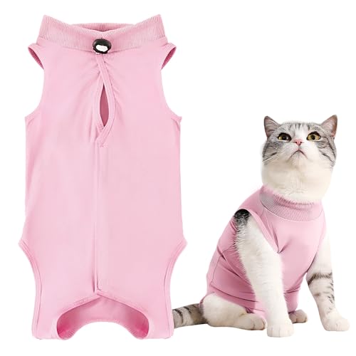 Recovery Suit Katze Haustiere Schutz Kleidung Katzenbody Nach Op Anti-leckende Wiederherstellung Anzug Weste operation genesungsanzüge für katzen für Katzen bei Bauchwunden oder Hautkrankheiten Rosa M von Tiryns