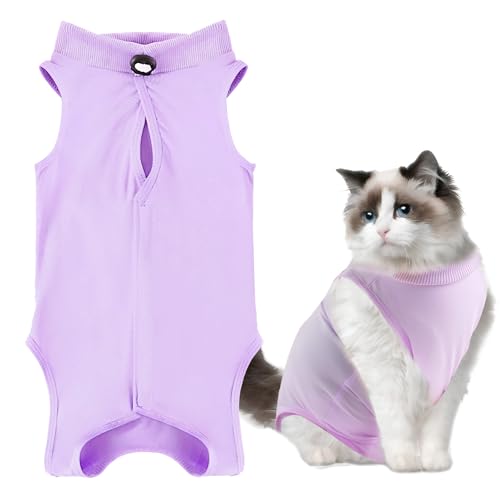 Recovery Suit Katze Haustiere Schutz Kleidung Katzenbody Nach Op Anti-leckende Wiederherstellung Anzug Weste operation genesungsanzüge für katzen für Katzen bei Bauchwunden oder Hautkrankheiten Lila L von Tiryns