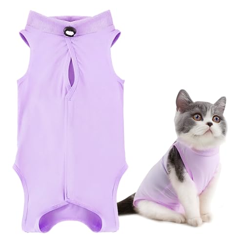 Katze Erholung Anzug für Spay Bauchwunden Weiblich Recovery Suit Katze Chirurgischer Genesungsanzug Erholungsanzug OP Kleidung Nach Kastration Verhindern Lecken Nach der Operation Hautkrankheit Lila L von Tiryns
