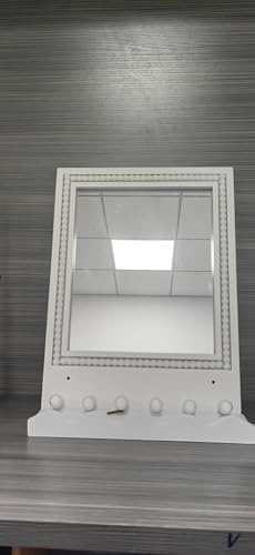 Tirzah Spiegel mit Wandhalterung, Holzrahmen, mit Ablage und 6 Haken, dekorativer Eingangsspiegel mit Stauraum für Waschküche, Badezimmer, Schlafzimmer, 40,6 x 30,5 cm, Weiß Tirzah Spiegel mit Wandhalterung, Holzrahmen, mit Ablage und 6 Haken, dekorativer Eingangsspiegel mit Stauraum für Waschküche, Badezimmer, Schlafzimmer, 40,6 x 30,5 cm, Weiß von Tirzah