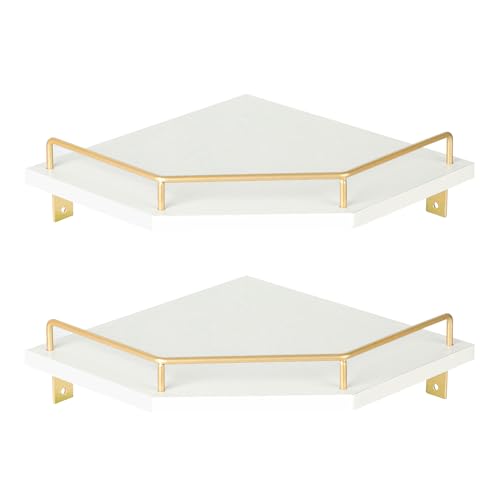 Tirzah Weiße 2er-Pack Wand-Eckregale mit Metallgeländer für Zuhause Tirzah Weiße 2er-Pack Wand-Eckregale mit Metallgeländer für Zuhause von Tirzah