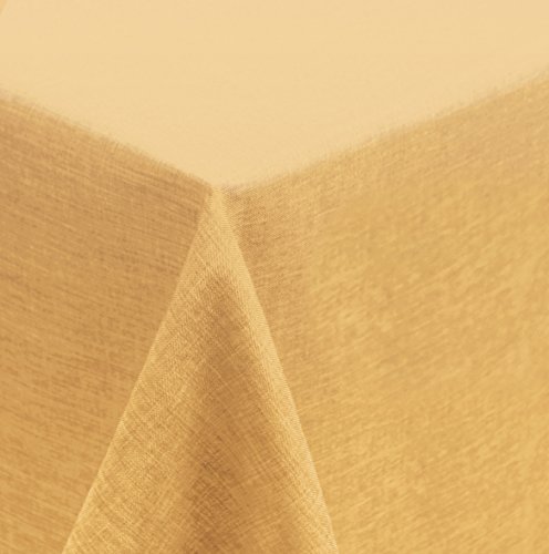 Tischdecke 130x220 cm eckig Struktur Leinen-Optik beschichtet Wasser und Schmutz abweisend Lotuseffekt #476 (gelb) von Tischdecke