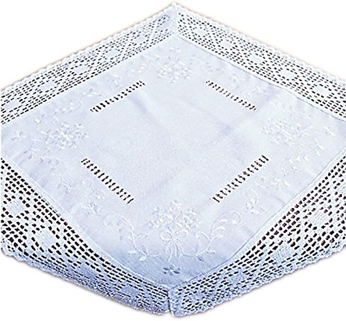 wunderschöne Tischdecke 60x60 cm Baumwolloptik Häkelspitze Weiß Bauerndecke Landhaus (Mitteldecke 60x60 cm) von Tischdecken ALLZEIT Landhaus