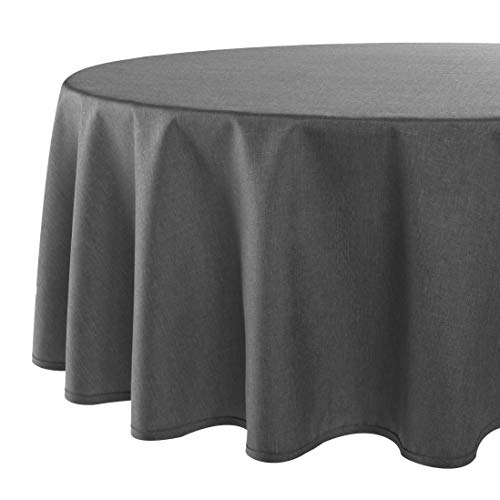 Tischdeckenshop24 Tischdecke WIEN anthrazit Premium, schmutzabweisend, ganzjährig, rund 160 cm von Tischdeckenshop24