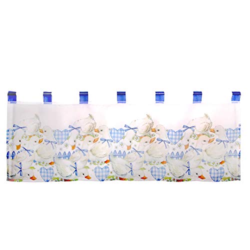 Tischdeckenshop24 Scheibengardine GÄNSE, 45x120 cm, für die Küche, weiße Wohnzimmer Bistrogardine, Moderne und transparente Gardine für den Frühling und Sommer von Tischdeckenshop24