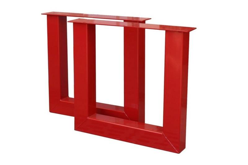 Tischhelden Tischbein Tischbeine U-Gestell Stahl rot 2-er Set von Tischhelden