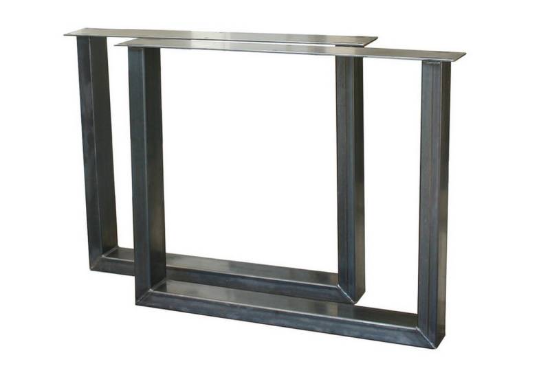 Tischhelden Tischbein Tischkufe 2er Set Rohstahl schwarz 90 von Tischhelden