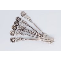 6 Hildesheimer Rose Gabeln Kuchengabeln 800Er Silber #s006 von TischleinDeckDich123