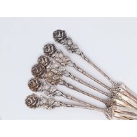 6 Hildesheimer Rose Gabeln Kuchengabeln 800Er Silber #s007 von TischleinDeckDich123