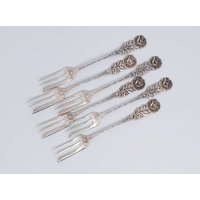 6 Hildesheimer Rose Gabeln Kuchengabeln 800Er Silber #s009 von TischleinDeckDich123
