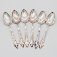6 Versilberte Esslöffel Löffel Versilbert Speiselöffel Wmf Fächermuster Monogramm Hh #mix05 von TischleinDeckDich123