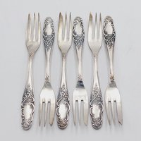 6 Versilberte Rokoko Gabeln Shabby Chic Kuchengabeln #kb/23 von TischleinDeckDich123