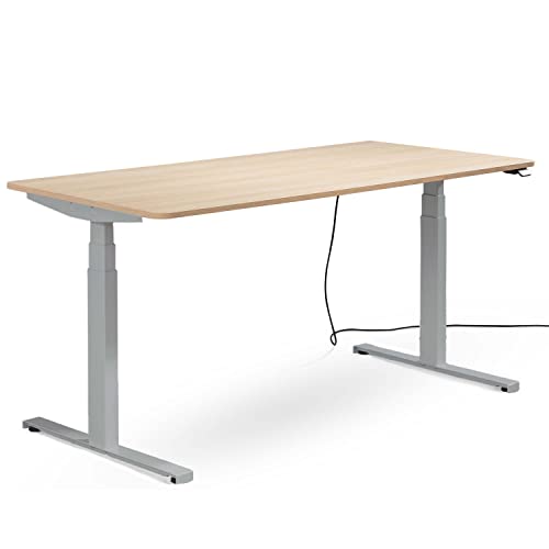 Tischling® höhenverstellbarer Schreibtisch 130x80 cm - Made in Germany - 130kg Tragkraft inkl. App-Steuerung und Kollisionsschutz - 5 Jahre Garantie (Eiche Milano, Gestell Silber) von Tischling